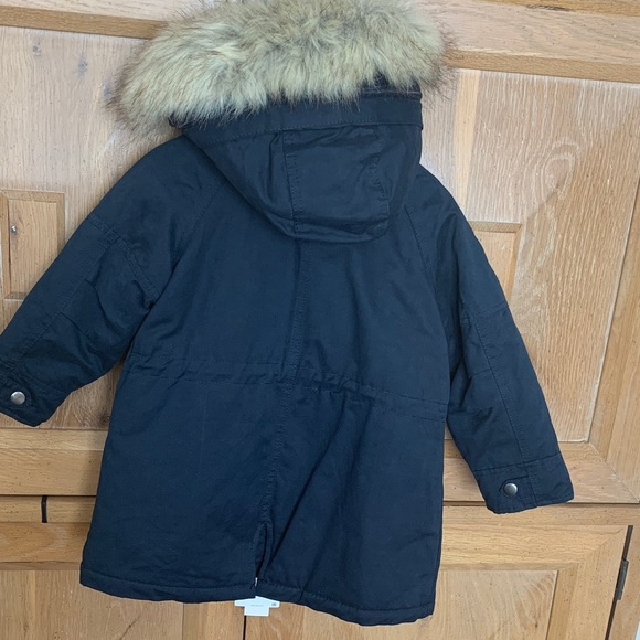 Zara Kids Black Coat with Faux Fur Hood. New with tag. - Picture 3 of 3